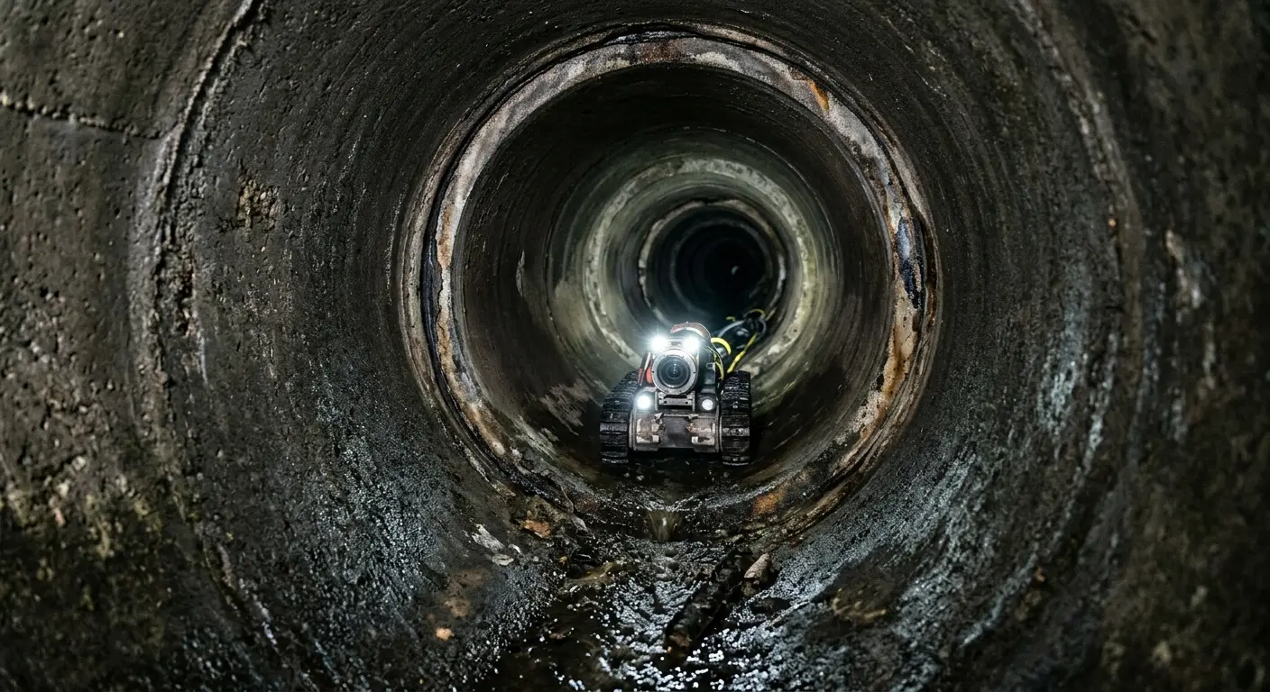Robotic sewer camera inspecting pipe interior for Sewer Line Repair in Collier